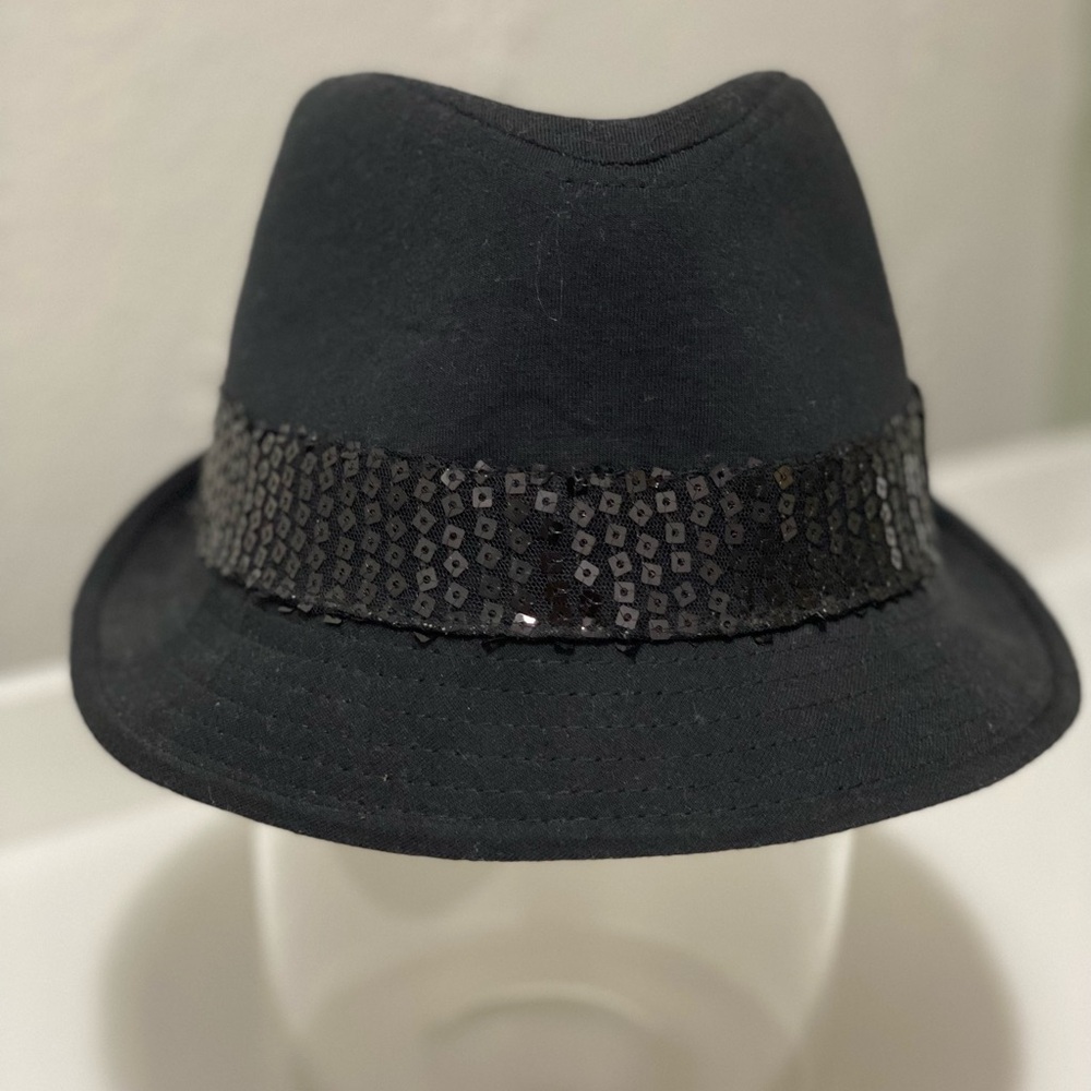 Black Fedora Hat with Sequin Band